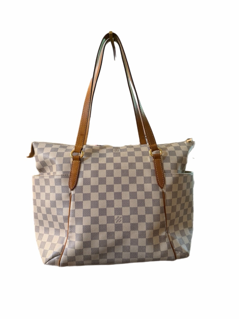 Damier Azur Tote Bag with Leather Straps. Totally MM
